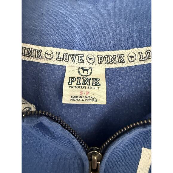 Victoria’s Secret Pink -blue & White zip up sweater Size Small  - Picture 3 of 6